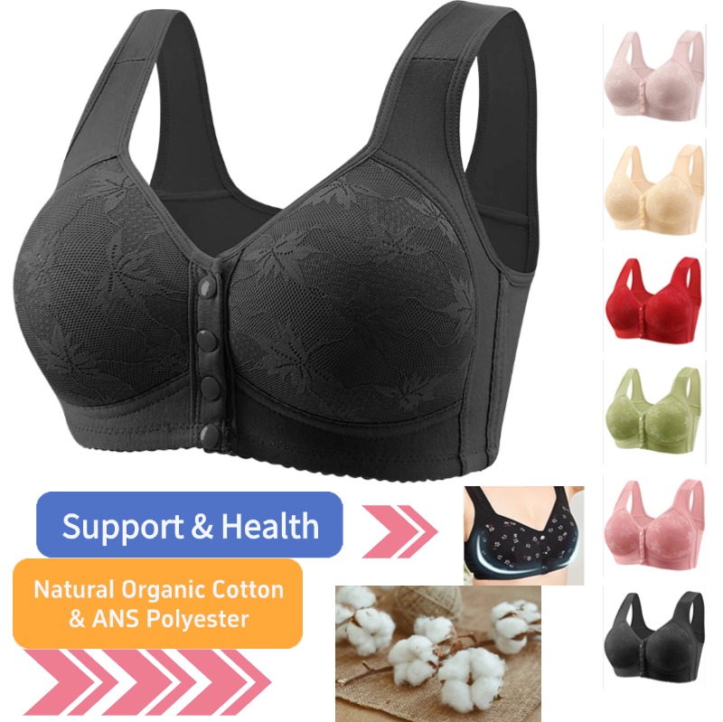 Divhosrg Front Closure Racer Bras for Women Plus Size, Daisy Bras for Older Women Front Close, Front Clasp Bras 38c, 2025 Bras for Women No Underwire Full Support Black 40